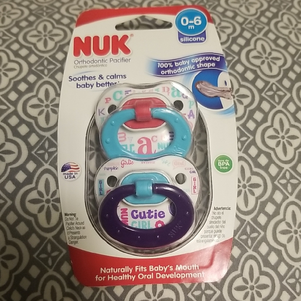New NUK Orthodontic Pacifier Set - Blue and Purple